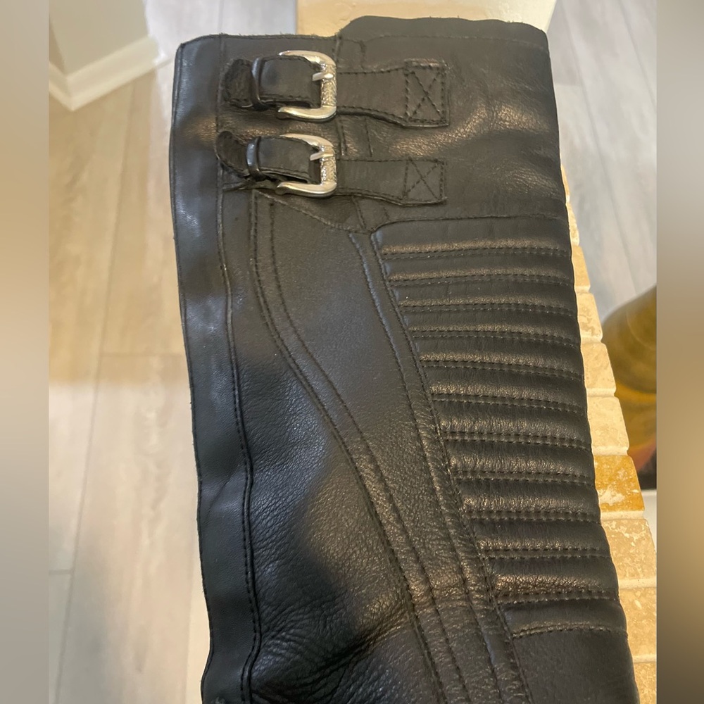 Carlos Santana Black Knee High Leather Boots Size 7 - Picture 3 of 10